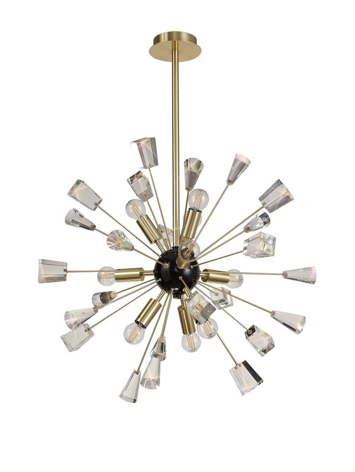 Idolite Zagros Brushed Gold Finish 9 Light Crystal Pendant