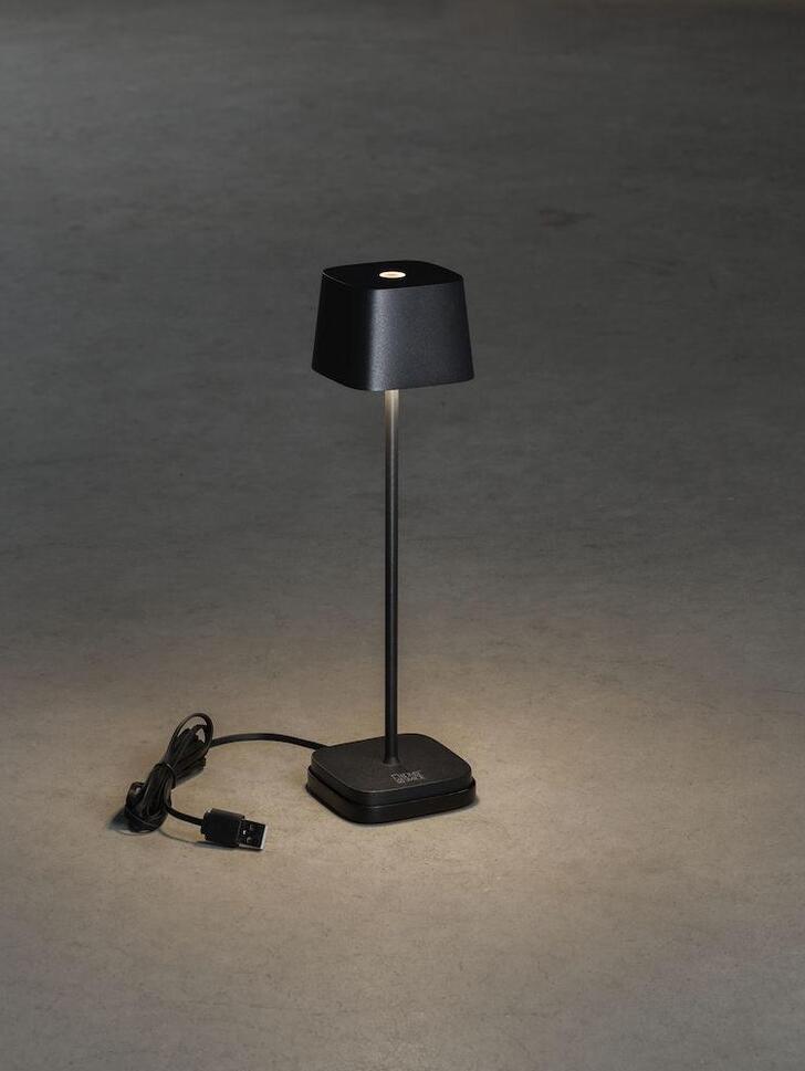 Konstsmide Capri Mini Usb Outdoor Portable Desk Lamp In Black - IP54 - 2200K/3000K