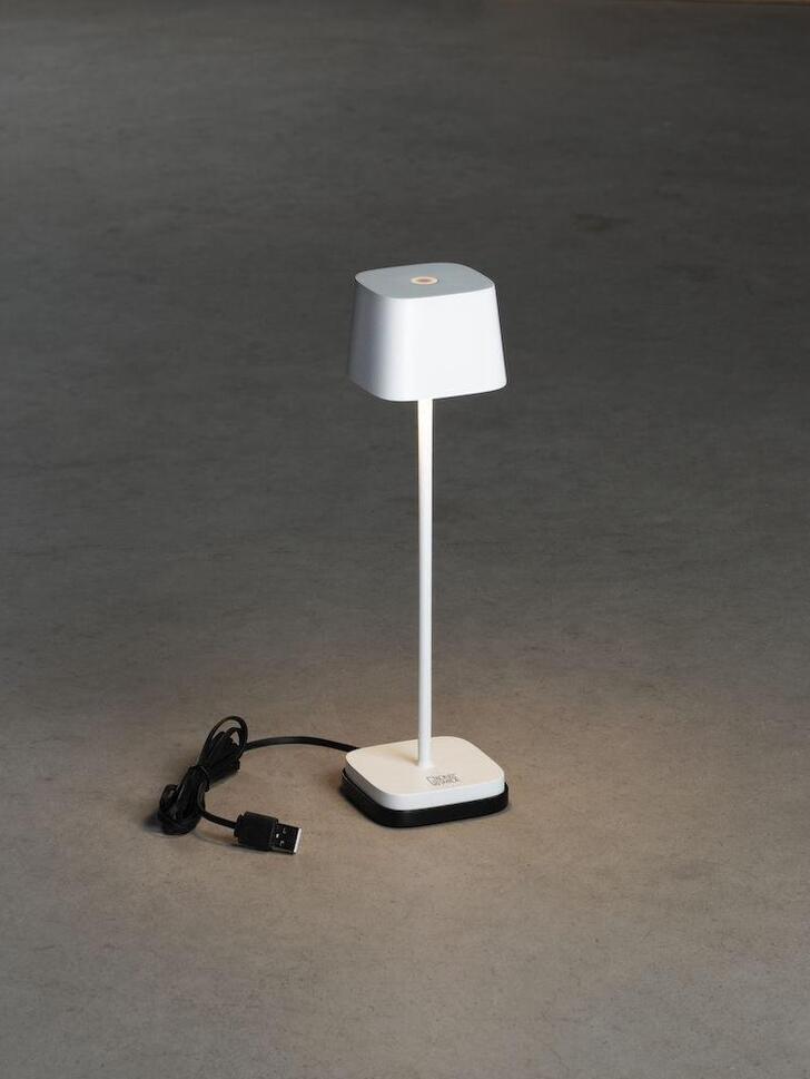 Konstsmide Capri Mini Usb Outdoor Portable Desk Lamp In White - IP54 - 2200K/3000K