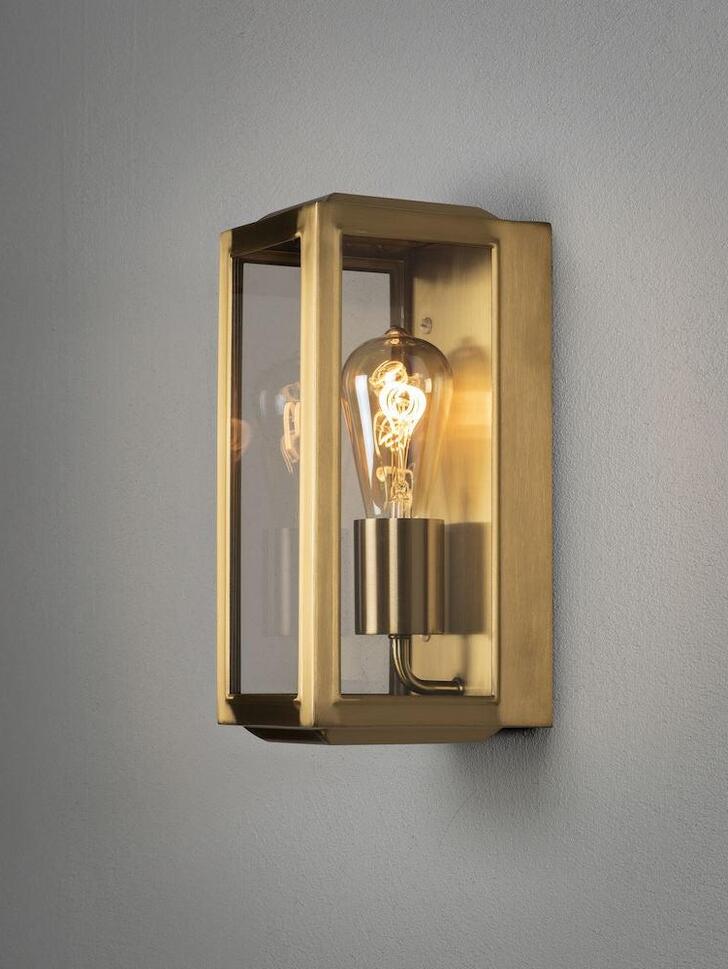 Konstsmide Carpi 7348 Brass Exterior Wall Light With Clear Glass Panels