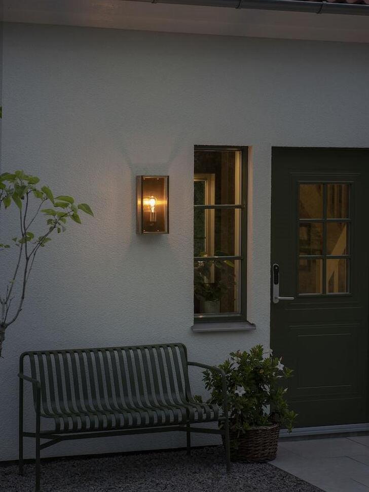 Konstsmide Carpi 7349 Brass Exterior Wall Light With Clear Glass Panels