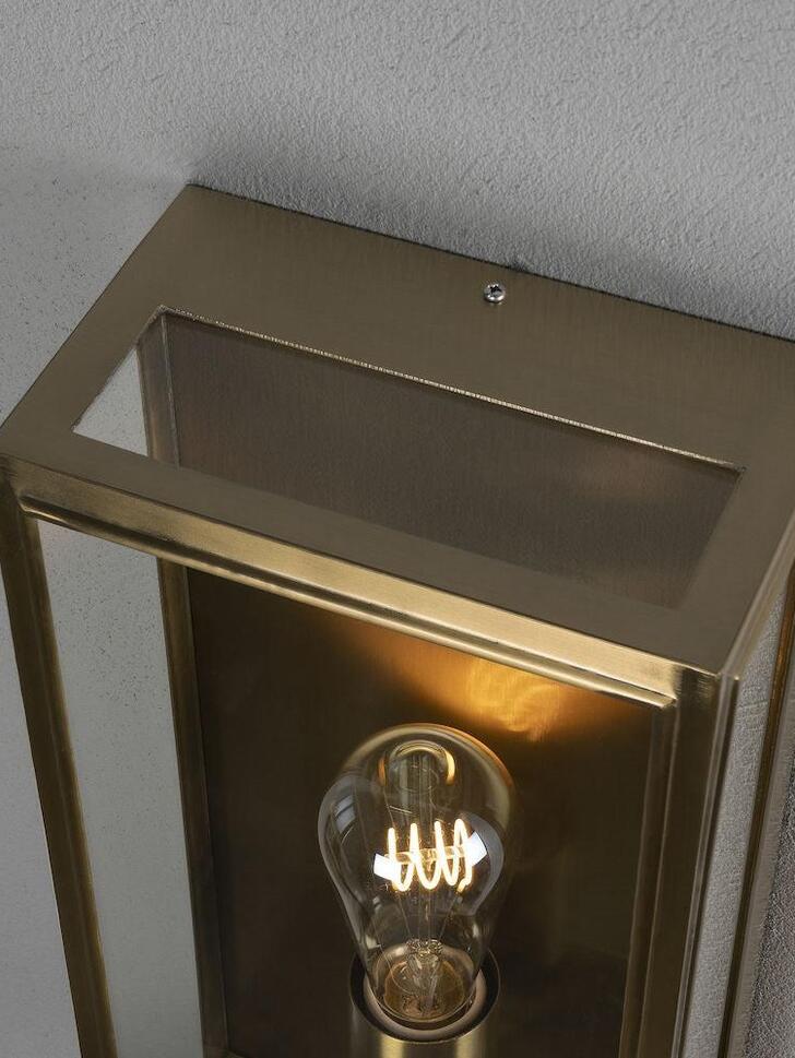 Konstsmide Carpi 7349 Brass Exterior Wall Light With Clear Glass Panels