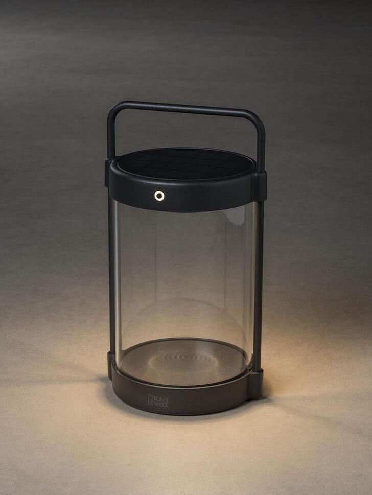 Konstsmide Crotone Black Cylindrical Usb Portable Outdoor Table Lamp - IP54 - 2700K/3000K