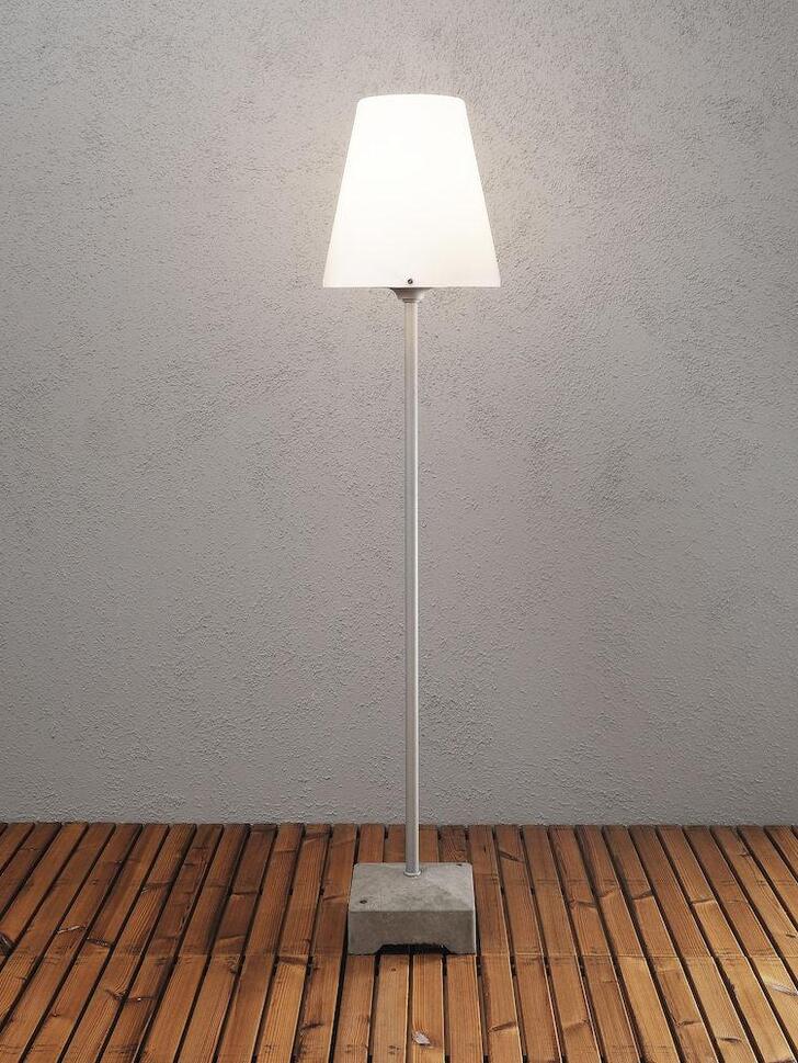 Konstsmide Lucca Grey Exterior Floor Lamp Complete With Opal Plastic Shade