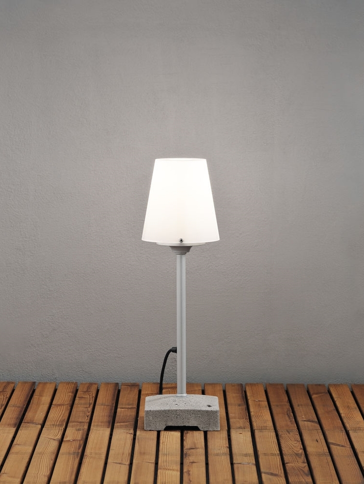 Konstsmide Lucca Grey Exterior Table Lamp Complete With Opal Plastic Shade