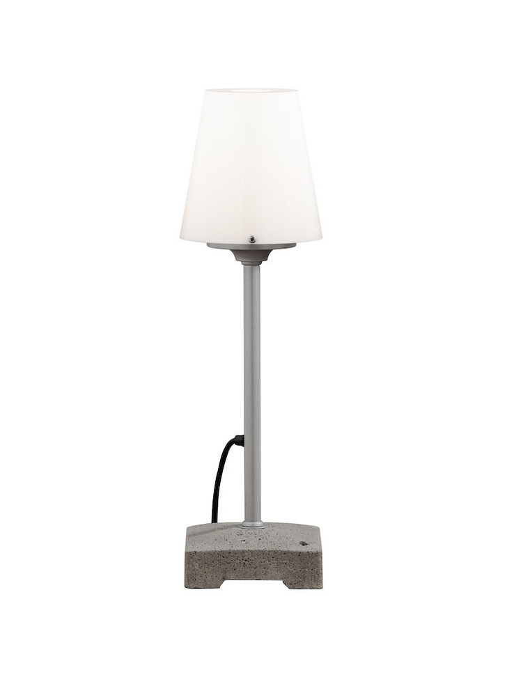 Konstsmide Lucca Grey Exterior Table Lamp Complete With Opal Plastic Shade