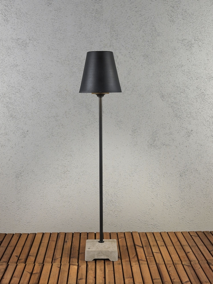 Konstsmide Lucca Matt Black Exterior Floor Lamp Complete With Metallic Shade