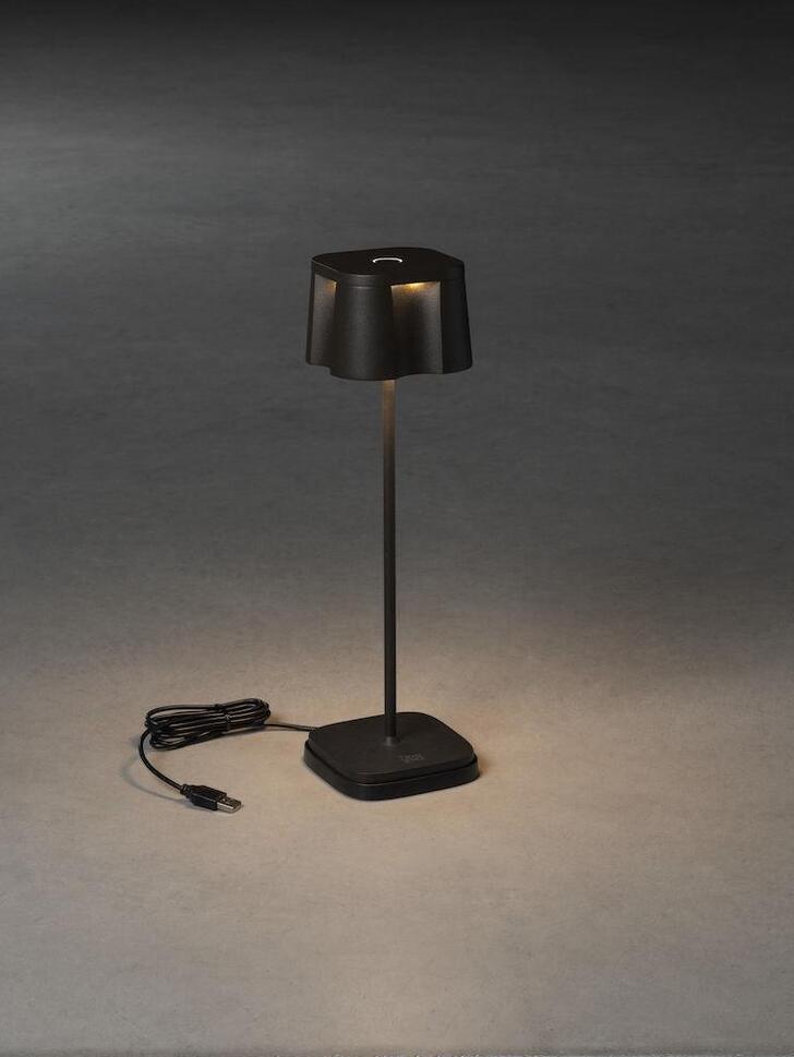 Konstsmide Nice Black Usb Portable Outdoor Table Lamp - IP54 - 2700K/3000K