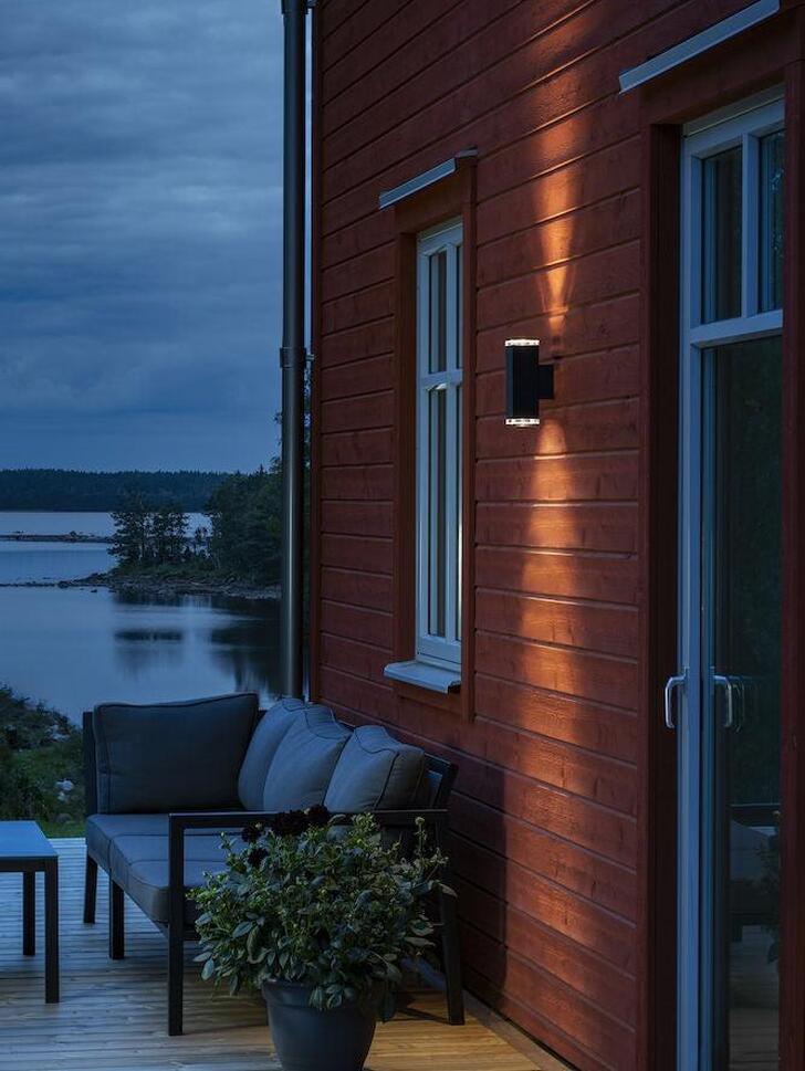 Konstsmide Pollux Matt Black Up And Down Exterior Wall Light