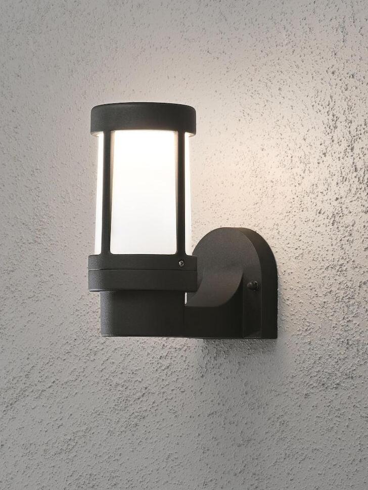 Konstsmide Siena Matt Black Exterior Wall Light Complete With Opal Acrylic Lens