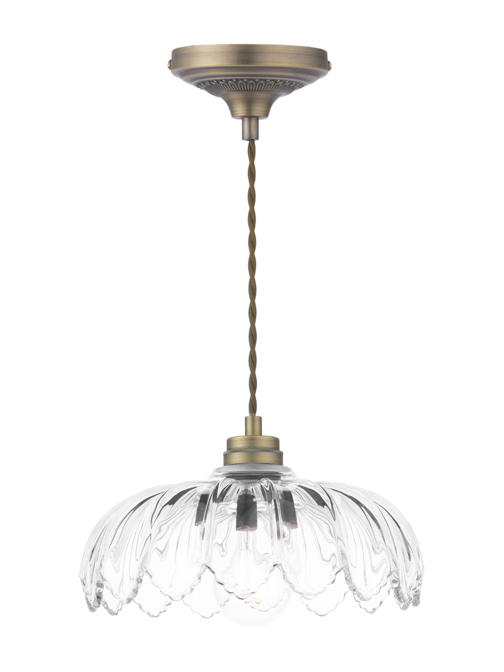 Laura Ashley Bexwell Pendant Matt Antique Brass and Glass