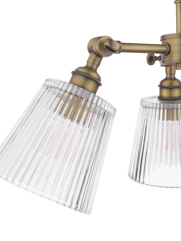 Laura Ashley Callaghan 3 Light Semi-Flush Matt Antique Brass and Ribbed Glass