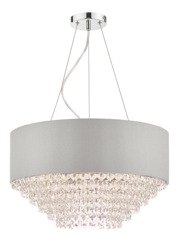 Laura Ashley Carrington 5 Light Crystal Pendant Complete With Grey Shade