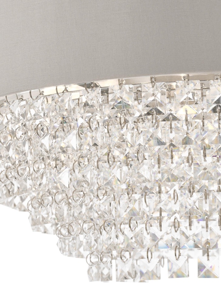 Laura Ashley Carrington 5 Light Crystal Pendant Complete With Grey Shade