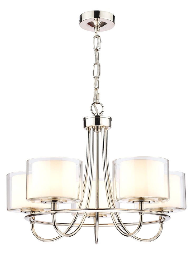 Laura Ashley LA3703637-Q Southwell Polished Nickel 5 Light Chandelier Complete With Opal Glasses