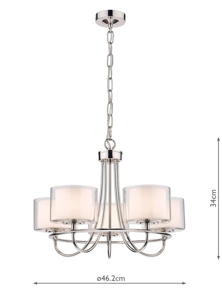 Laura Ashley LA3703637-Q Southwell Polished Nickel 5 Light Chandelier Complete With Opal Glasses