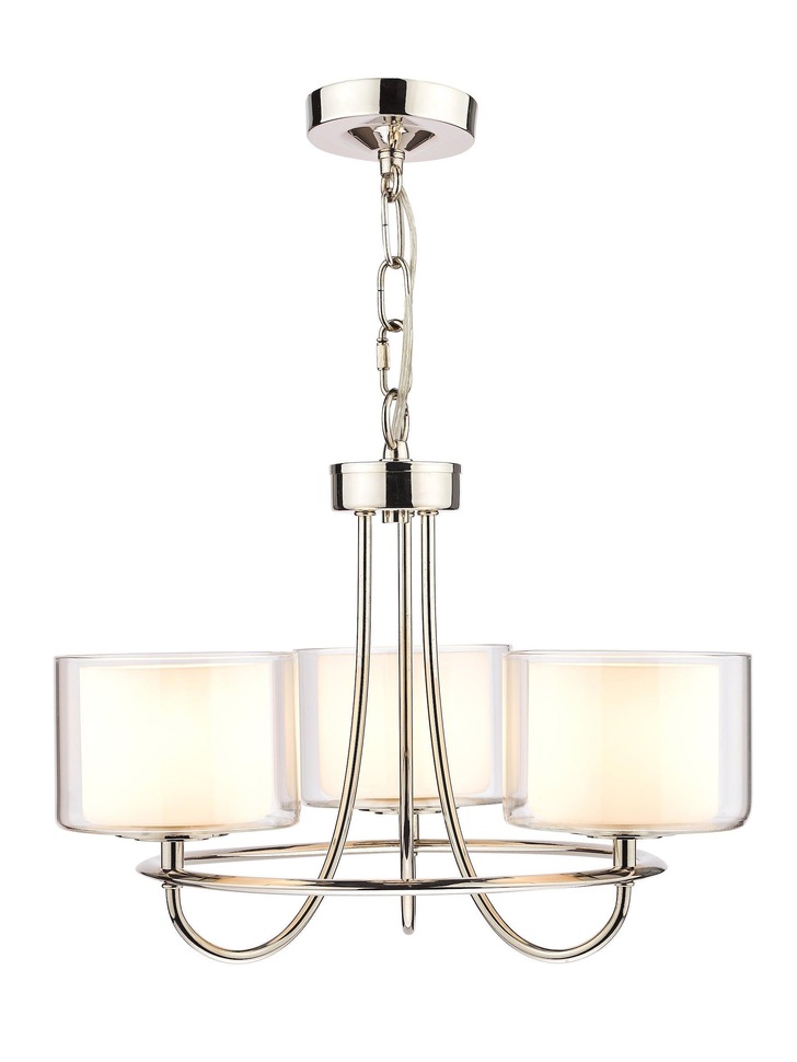 Laura Ashley LA3724943-Q Southwell Polished Nickel 3 Light Chandelier Complete With Opal Glasses