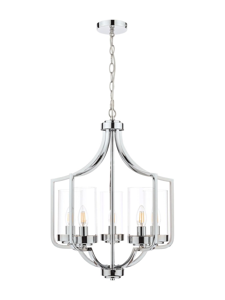 Laura Ashley LA3732578-Q Joseph Polished Chrome 5 Light Pendant With Clear Glass Shades