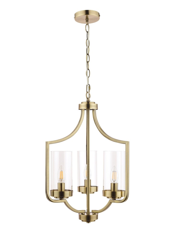 Laura Ashley LA3732584-Q Joseph Antique Brass 3 Light Pendant With Clear Glass Shades