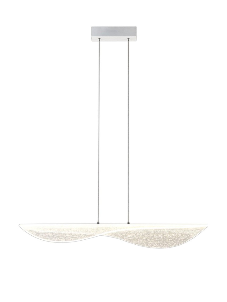 Mantra Bianca Crackled Acrylic Effect Large LED Linear Bar Pendant White - 3000K