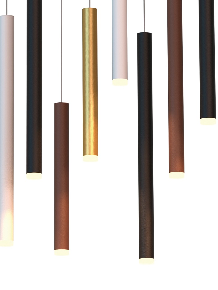 Mantra Cala 14 Light LED Linear Bar Pendant Sand White/Sand Black/Gold/Rust Brown