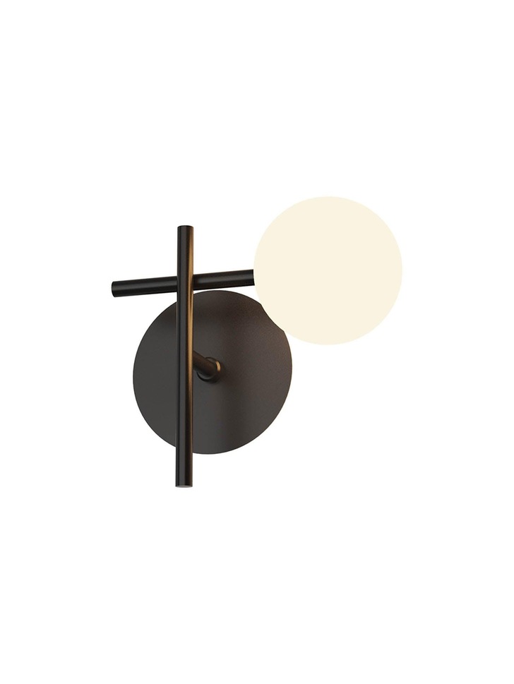 Mantra Cellar 1 Light Wall Lamp Black With Opal Glass Globe