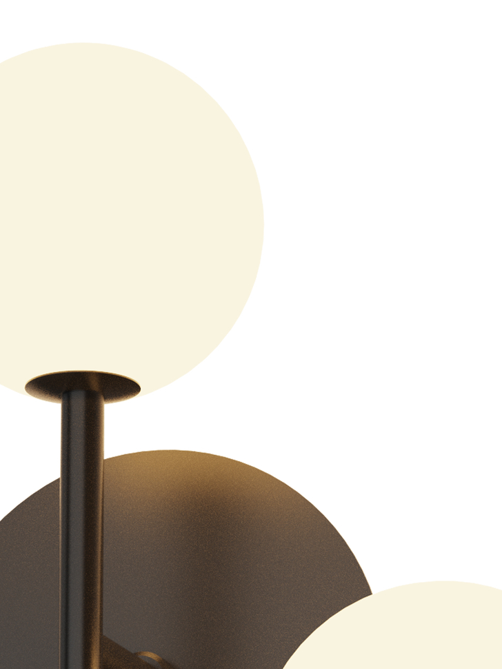 Mantra Cellar 2 Light Wall Lamp Black With Opal Glass Globes