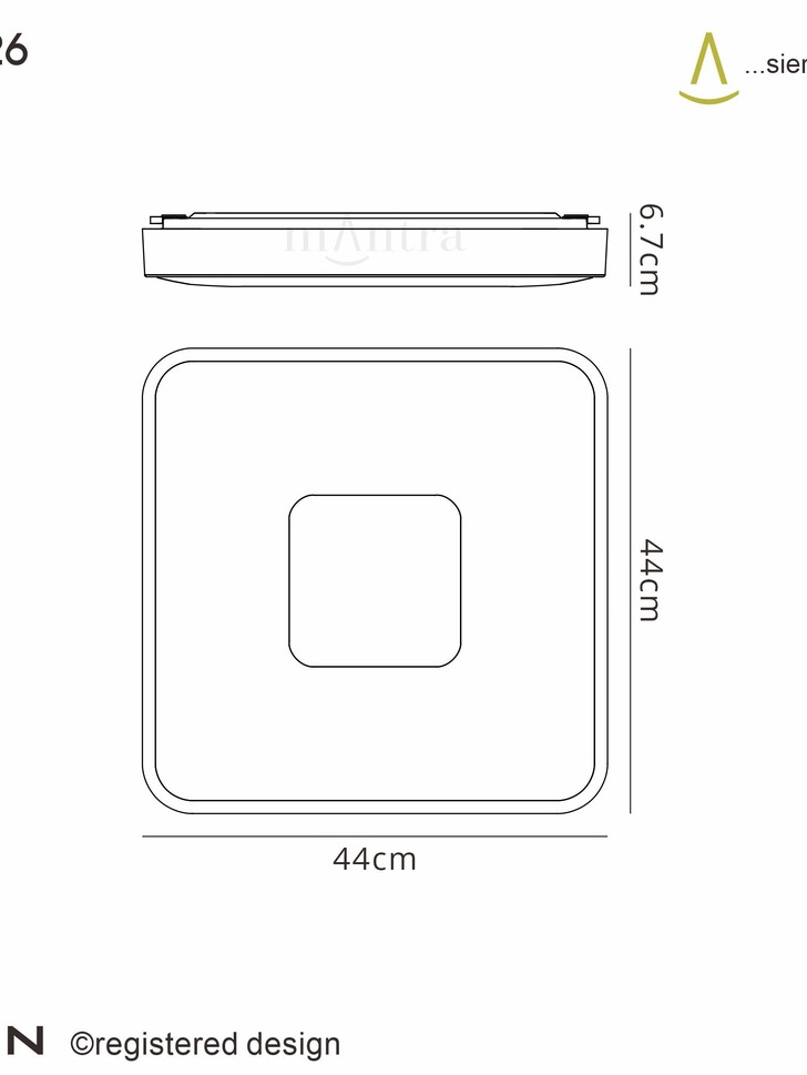 Mantra Coin Medium Square LED Flush Ceiling Light Gold Complete With Remote Control - 2700K-5000K Tuneable