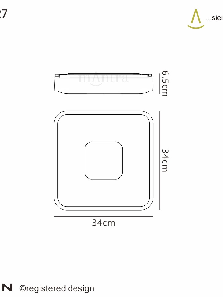 Mantra Coin Small Square LED Flush Ceiling Light Gold Complete With Remote Control - 2700K-5000K Tuneable