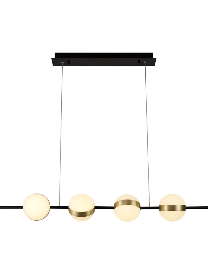 Mantra Cuba 4 Light LED Linear Bar Pendant Black & Gold - 3000K