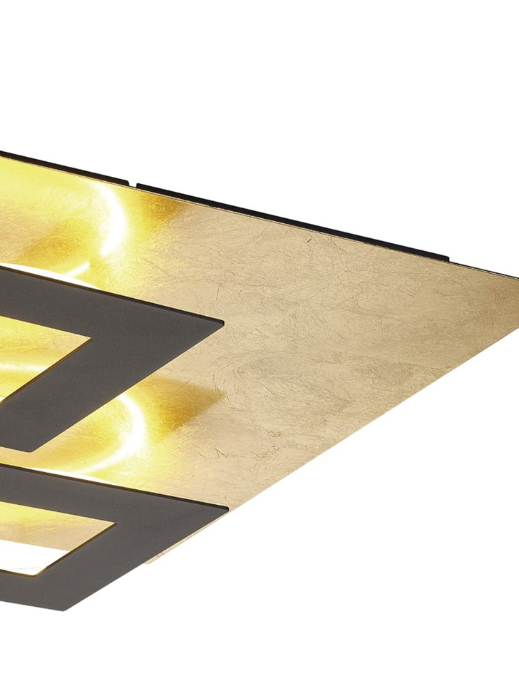 Mantra Dalia Black And Gold Large Square Flush Led Ceiling Light - M8162 - 3000K