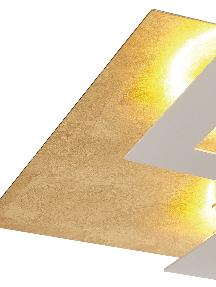 Mantra Dalia White And Gold Large Square Flush Led Ceiling Light - M8161 - 3000K