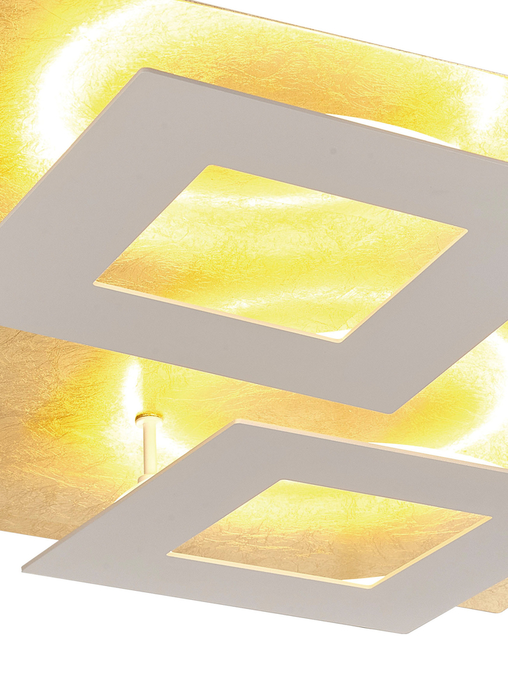 Mantra Dalia White And Gold Large Square Flush Led Ceiling Light - M8161 - 3000K