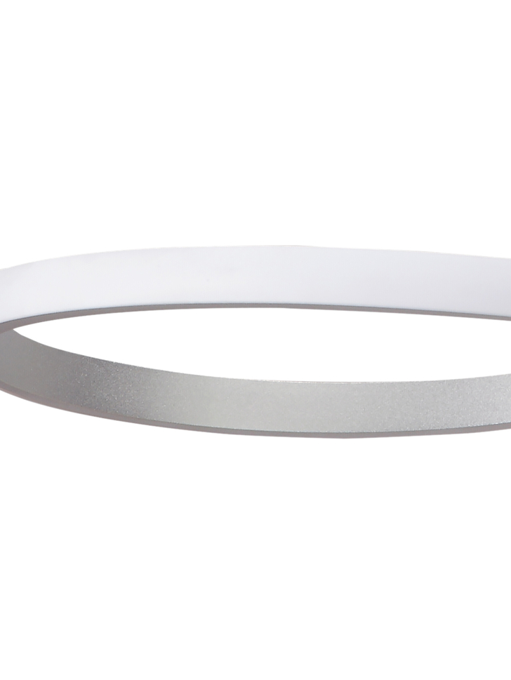 Mantra Nur Silver/Frosted Large Semi Flush Ring Led Ceiling Light - 3000K