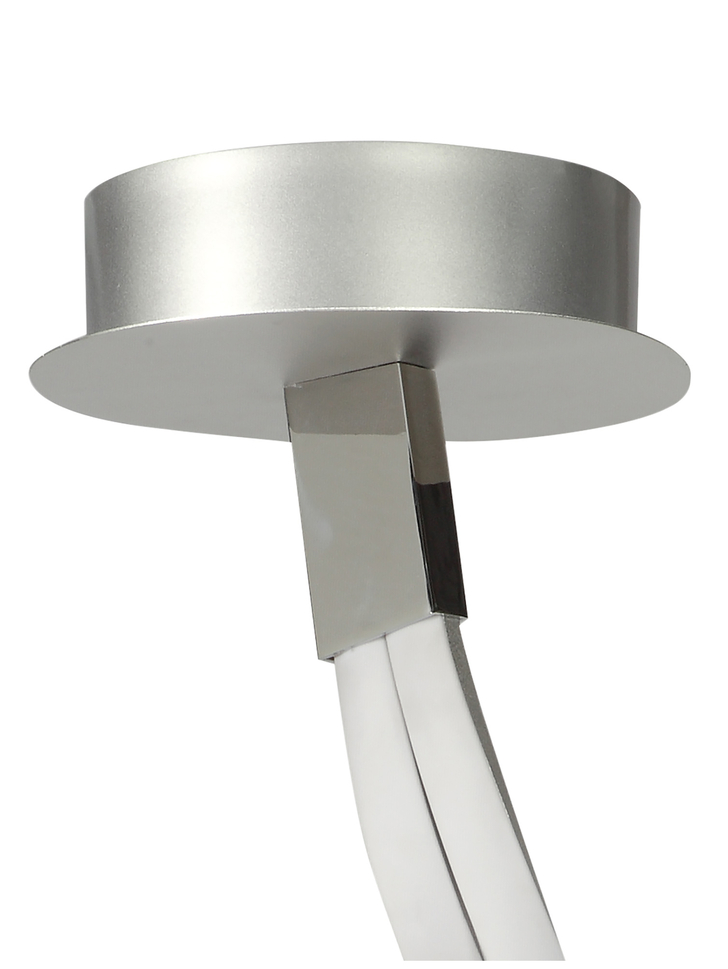 Mantra Nur Silver/Frosted Large Twin Spiral Semi Flush Led Ceiling Light - 3000K