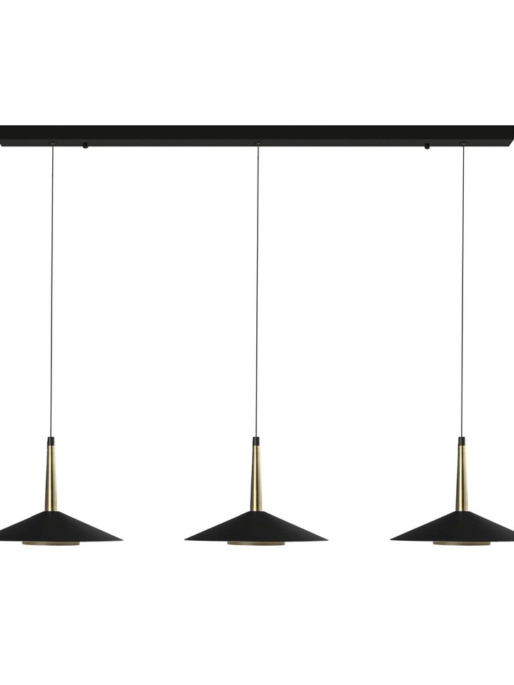 Mantra Orion 3 Light LED Linear Bar Pendant Black & Antique Brass - 3000K