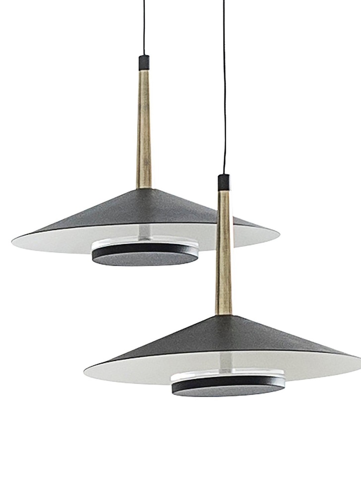 Mantra Orion 4 Light LED Linear Pendant Black & Antique Brass - 3000K