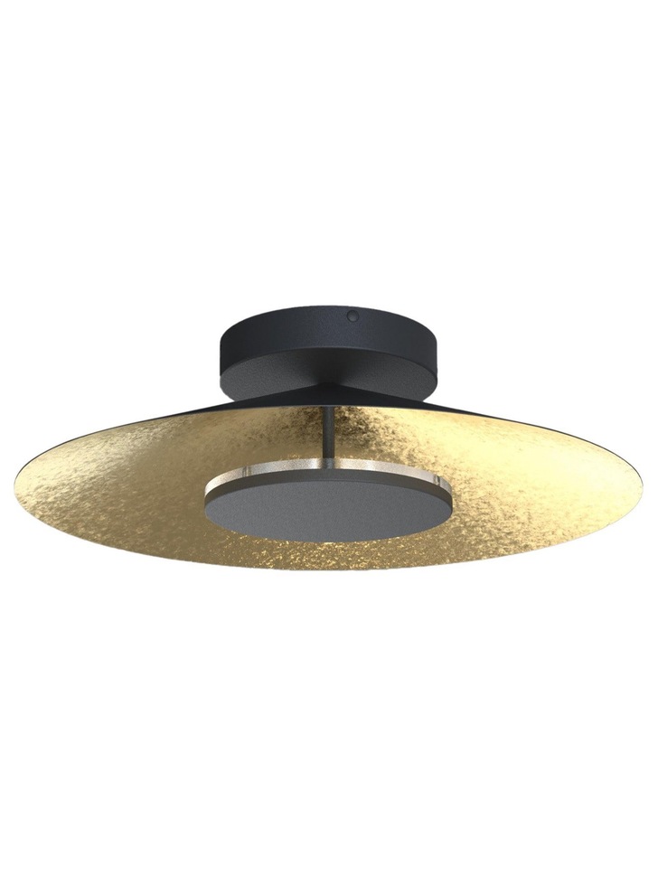 Mantra Orion Large LED Round Flush Ceiling Light Black With Gold Leaf - 3000K