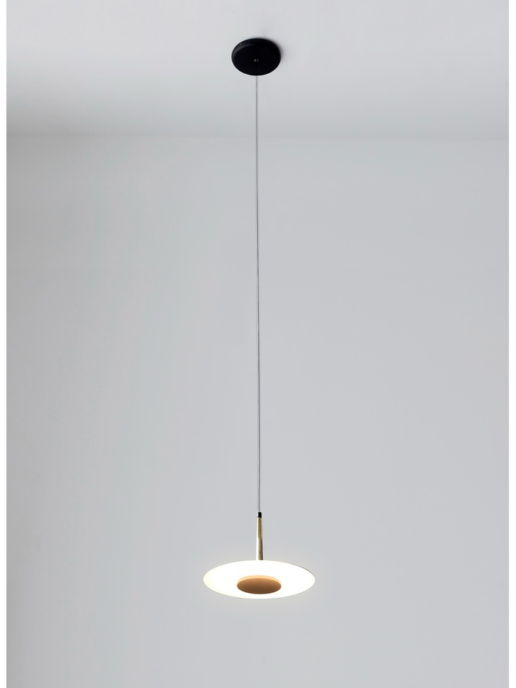 Mantra Orion Single LED Pendant Light Black & Antique Brass - 3000K