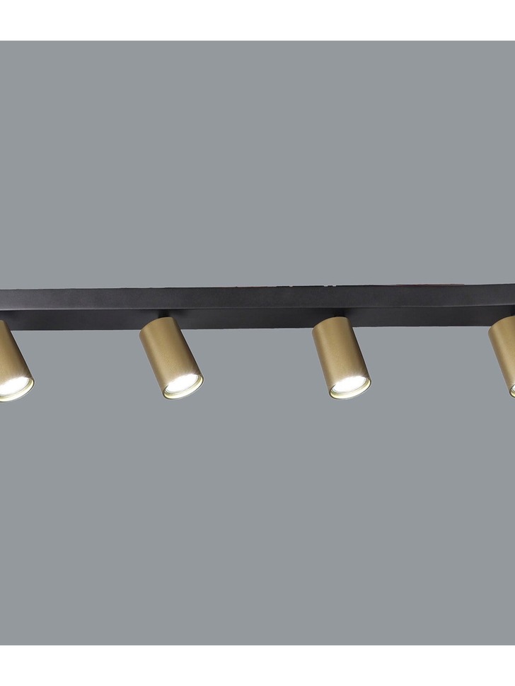 Mantra Sal Matt Black/Satin Gold 4 Light Bar Spotlight With Adjustable Spots