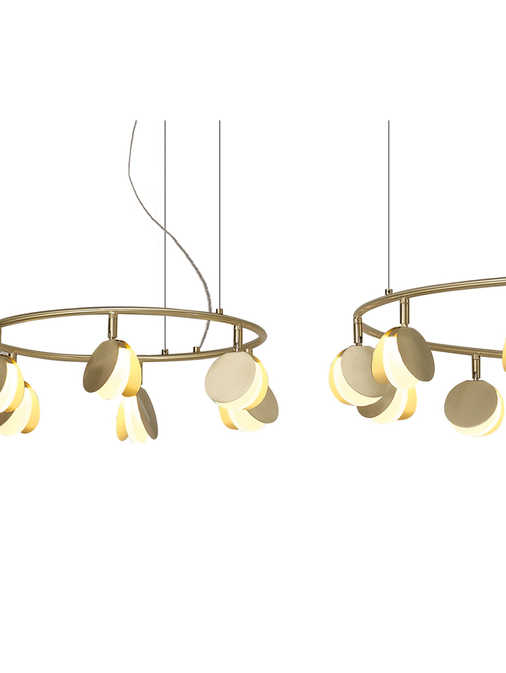 Mantra Shell Extra Large Triple Ring Gold Disc Led Pendant Light - 3000K