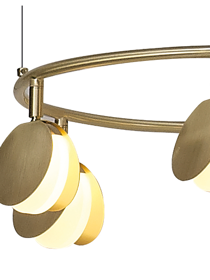 Mantra Shell Gold Round Disc 6 Light Led Pendant Light - 3000K