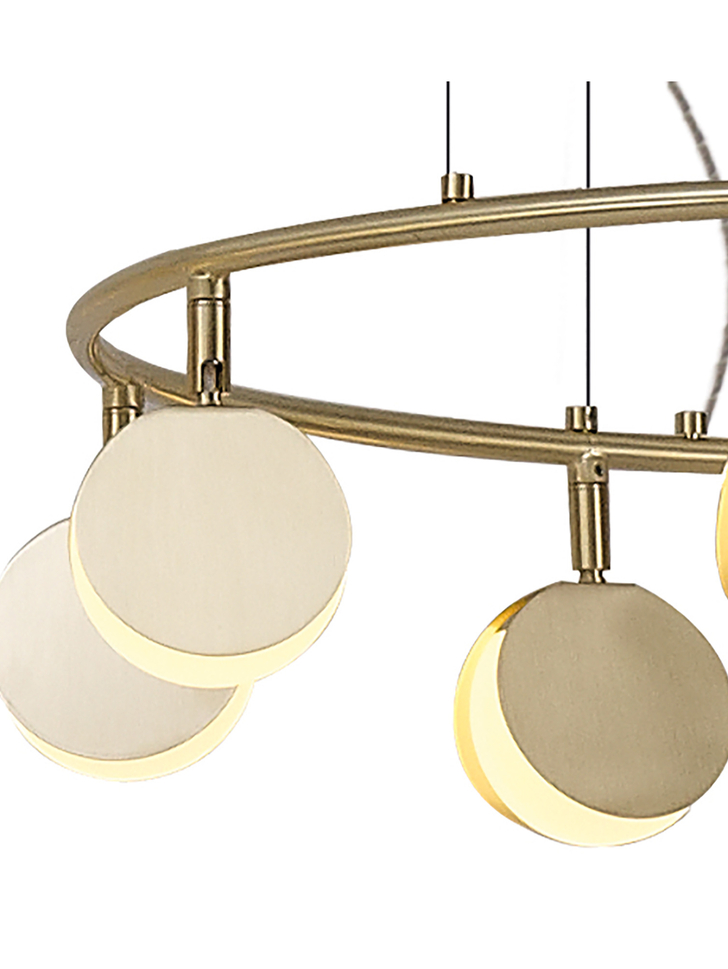 Mantra Shell Gold Round Disc 8 Light Led Pendant Light - 3000K