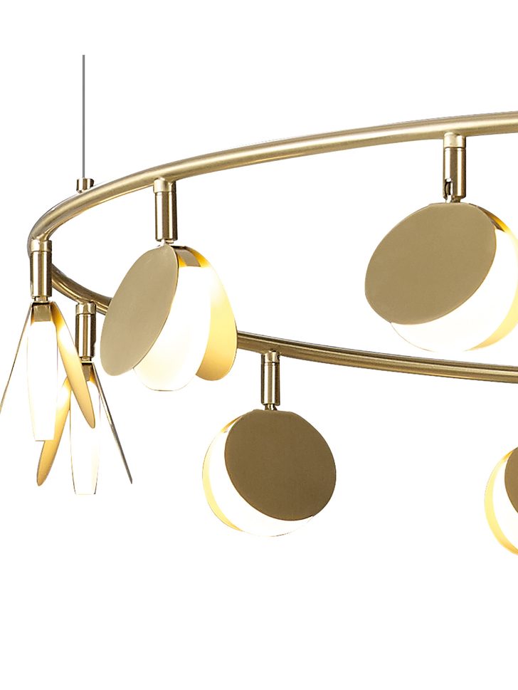 Mantra Shell Gold Round Disc Extra Large 14 Light Led Pendant Light - 3000K