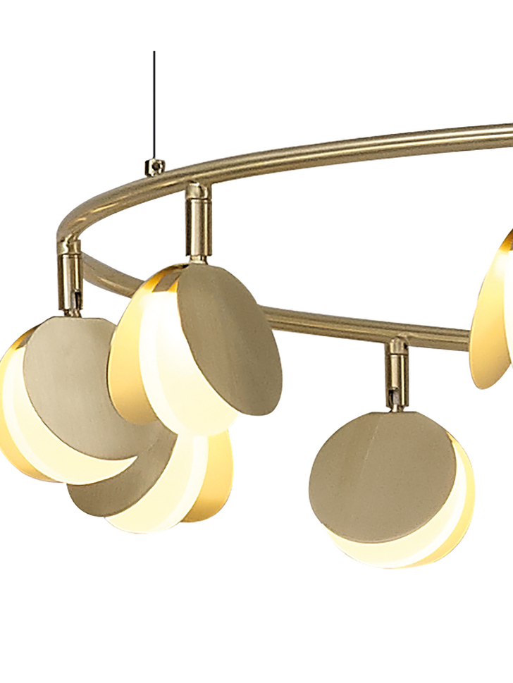 Mantra Shell Gold Round Disc Large 12 Light Led Pendant Light - 3000K