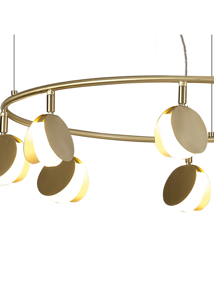 Mantra Shell Twin Ring Gold Disc Led Pendant Light - 3000K