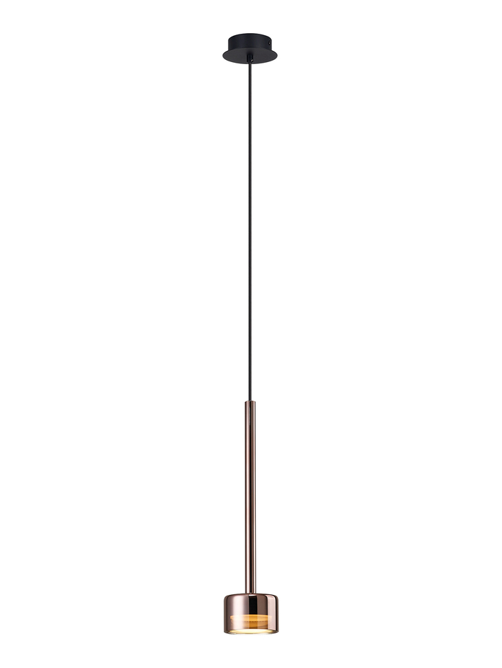 Mantra Tonic Copper/Black Single Pendant Light With Copper Glass Complete With 3000K GX53 Led Lamp