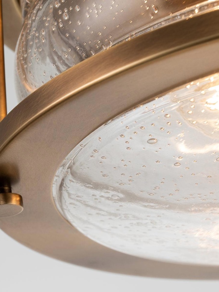 Quintiesse Ashland Bay 2 Light Flush Bathroom Ceiling Light In Natural Brass Finish Complete With Clear Seeded Glass - IP44 - QN-ASHLANDBAY-F-NBR-BATH