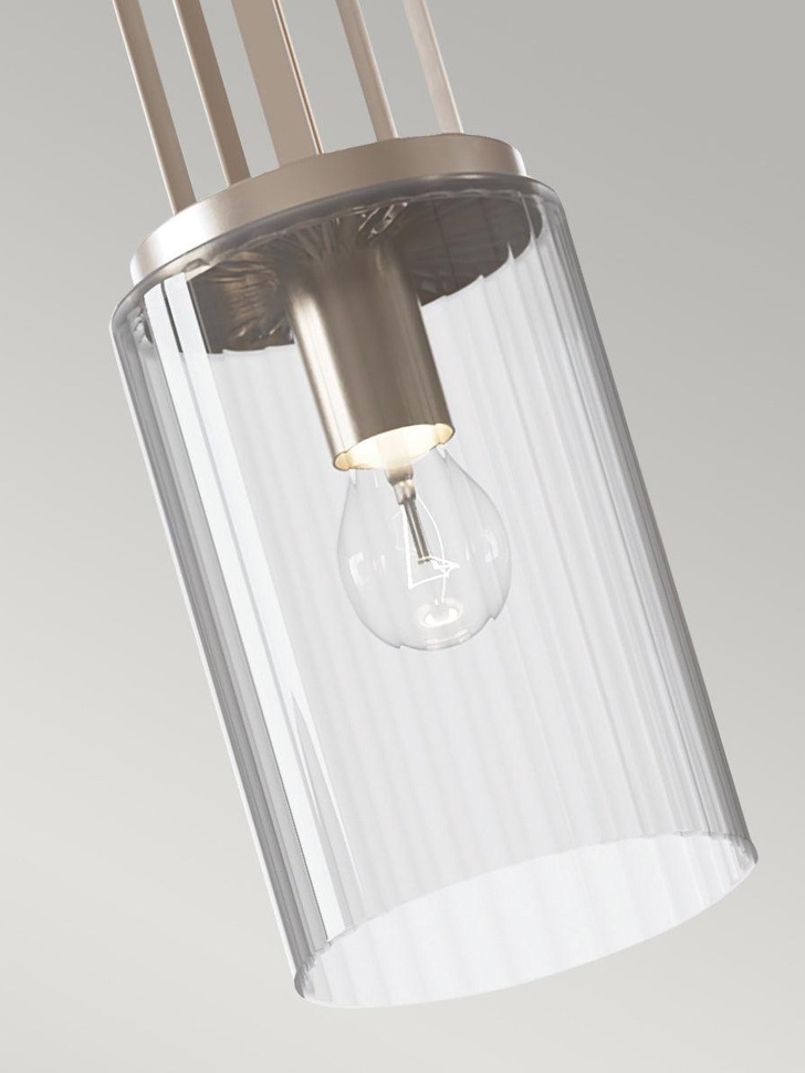 Quintiesse Kimrose 1 Light Mini-Pendant In Polished Nickel Complete With Gently Ribbed Clear Glass Shades - QN-KIMROSE-MP-PN