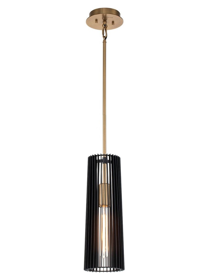 Quintiesse Linara 1 Light Pendant In Black And Natural Brass - QN-LINARA-P-BK